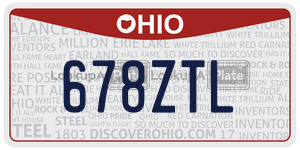 678ZTL  license plate in OH