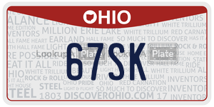 67SK license plate in Ohio