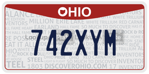 742XYM  license plate in OH