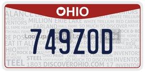 749ZOD  license plate in OH