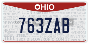 763ZAB  license plate in OH