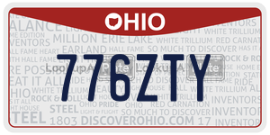 776ZTY  license plate in OH