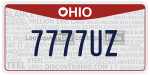 7777UZ  license plate in OH