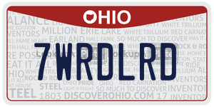 7WRDLRD license plate in Ohio