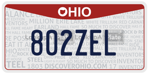 802ZEL license plate in Ohio