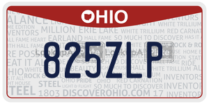 825ZLP  license plate in OH