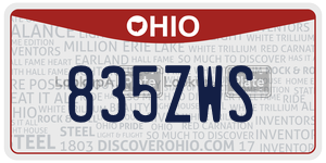 835ZWS  license plate in OH