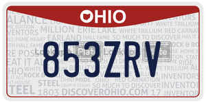 853ZRV  license plate in OH