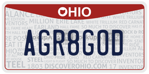 AGR8GOD  license plate in OH