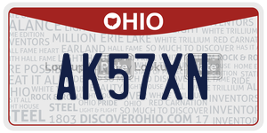 AK57XN license plate in Ohio