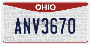 ANV3670  license plate in OH