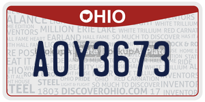 AOY3673  license plate in OH