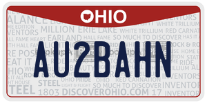 AU2BAHN license plate in Ohio