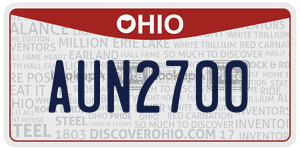 AUN2700 license plate in Ohio