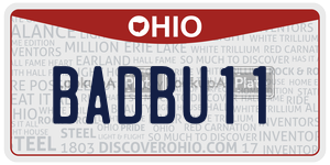 BADBU11 license plate in Ohio