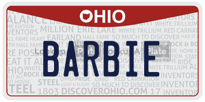 BARBIE license plate in Ohio