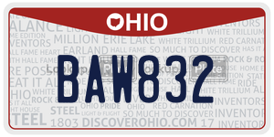 BAW832  license plate in OH