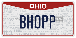 BHOPP license plate in Ohio