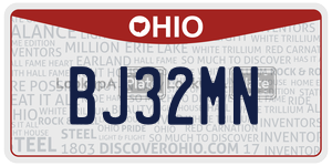 BJ32MN  license plate in OH
