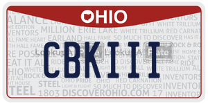 CBKIII license plate in Ohio