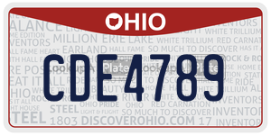 CDE4789  license plate in OH