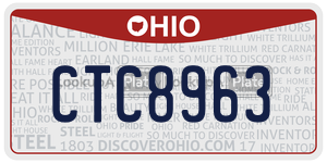 CTC8963  license plate in OH