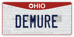 DEMURE  license plate in OH