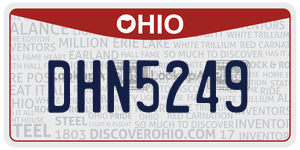 DHN5249 license plate in Ohio