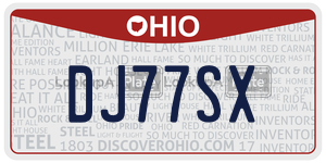 DJ77SX  license plate in OH