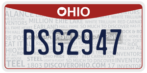 DSG2947 license plate in Ohio