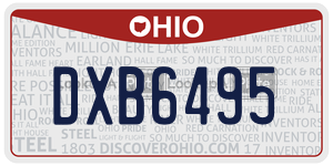 DXB6495  license plate in OH