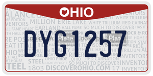 DYG1257  license plate in OH