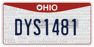 DYS1481  license plate in OH