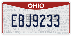 EBJ9233  license plate in OH