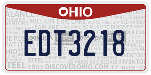 EDT3218  license plate in OH