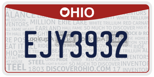EJY3932 license plate in Ohio