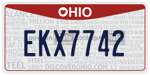 EKX7742 license plate in Ohio
