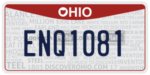 ENQ1081  license plate in OH
