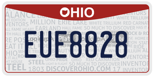 EUE8828  license plate in OH