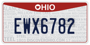 EWX6782 license plate in Ohio