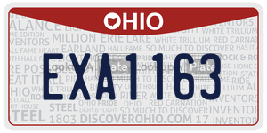 EXA1163  license plate in OH