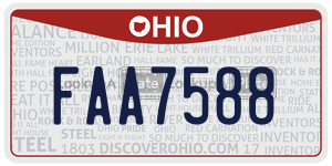 FAA7588 license plate in Ohio