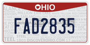 FAD2835 license plate in Ohio