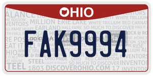 FAK9994  license plate in OH