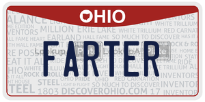 FARTER license plate in Ohio