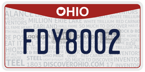 FDY8002 license plate in Ohio