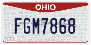 FGM7868  license plate in OH