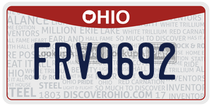 FRV9692 license plate in Ohio