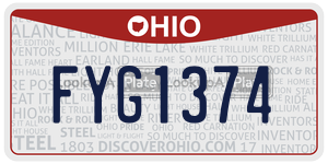 FYG1374 license plate in Ohio