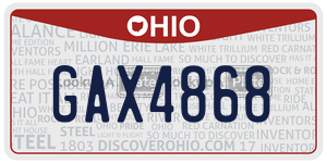 GAX4868 license plate in Ohio